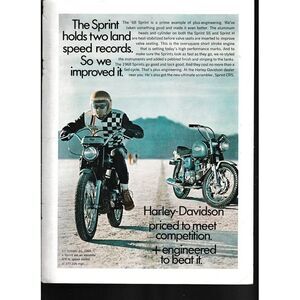 Harley Davidson Motorcycle Magazine‎ Print Advertisement 1968